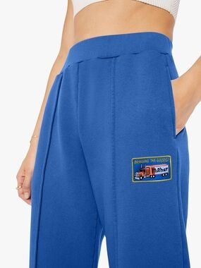 MOTHER Royal Blue Track Pants with Embroidered Truck Patch